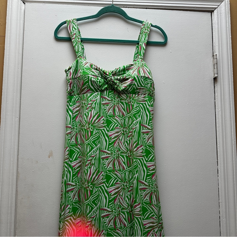 Lilly Pulitzer Vibrant Green and Pink Petula Daisy Darling Maxi Dress Medium